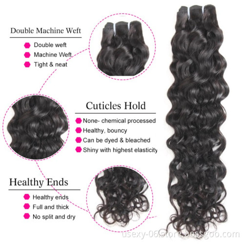 Raw Indian Temple Hair Water Wave Hair Bundles Vendors Grade 12A Virgin Cuticle Aligned Hair From Indian